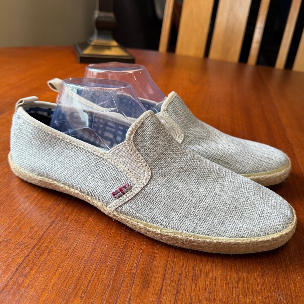 Ben Sherman Tan Fabric Espadrille Slip On Shoes Mens 10.5 Coastal Preppy Beachy